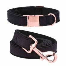 Load image into Gallery viewer, The Buffy: Black Velvet Collar &amp; Leash Set
