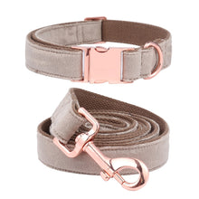 Load image into Gallery viewer, The Buffy: Buff Velvet Collar &amp; Leash Set
