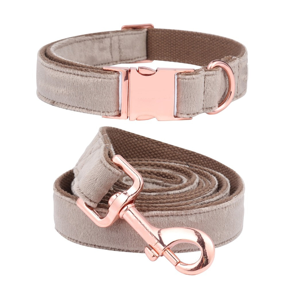 The Buffy: Buff Velvet Collar & Leash Set