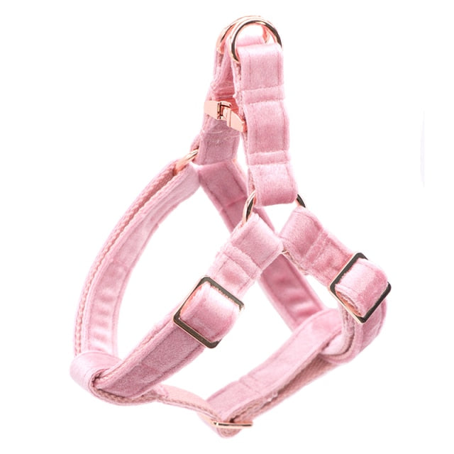 The Buffy: Light Pink Velvet Harness & Leash Set