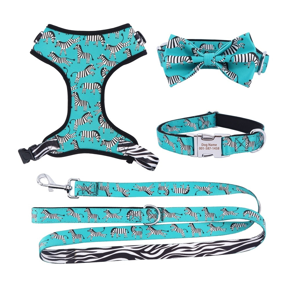 The Sammi: I Need a Zebra (teal) Harness, Collar, & Leash